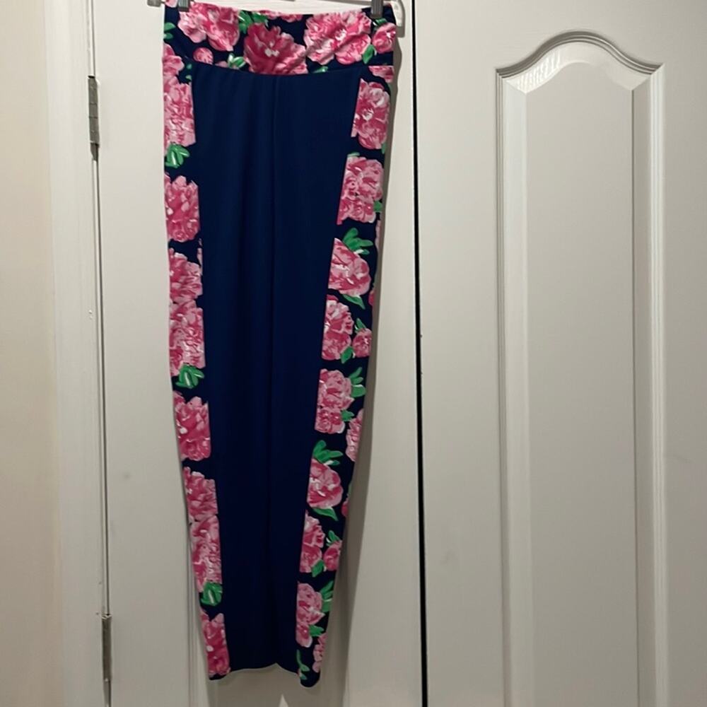 Mus pie XS blue legging floral waistband color blocking euc worn once